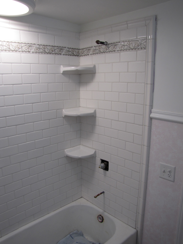 White subway tile surround