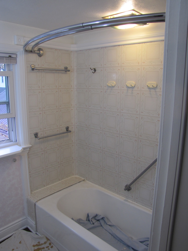 Old lino wrapped shower